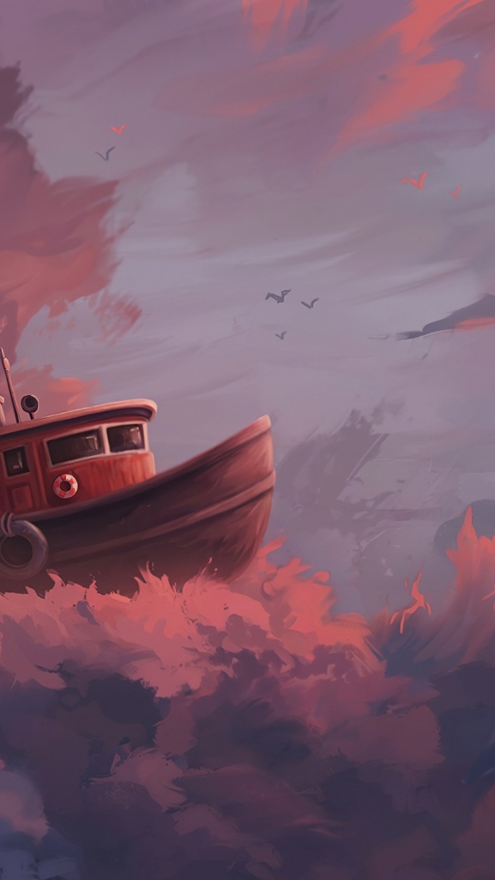 Art Nuageux, Art, L'art Numérique, Bateau, Atmosphère. Wallpaper in 720x1280 Resolution