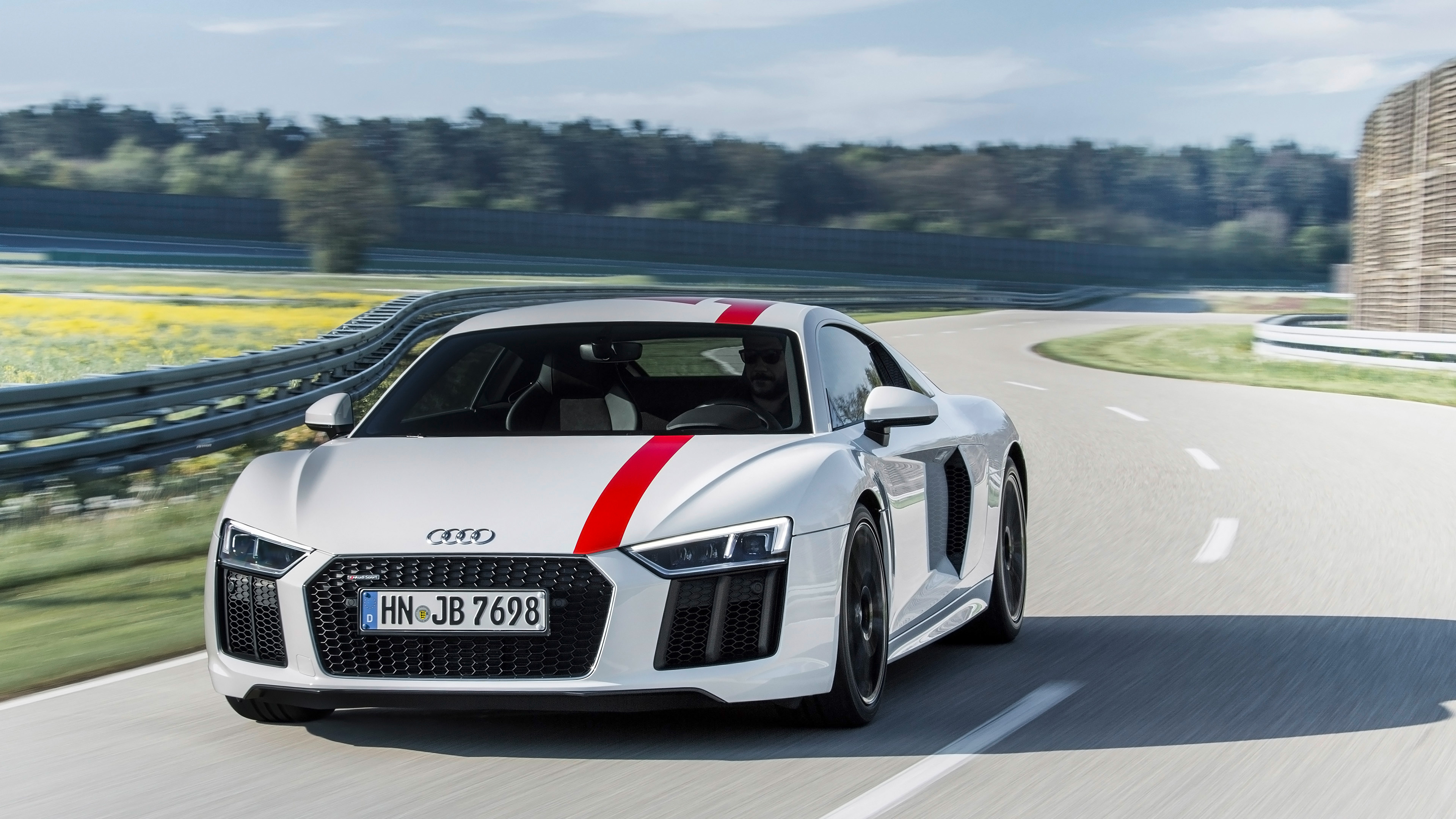 White and Black Audi r 8 on Road During Daytime. Wallpaper in 3840x2160 Resolution