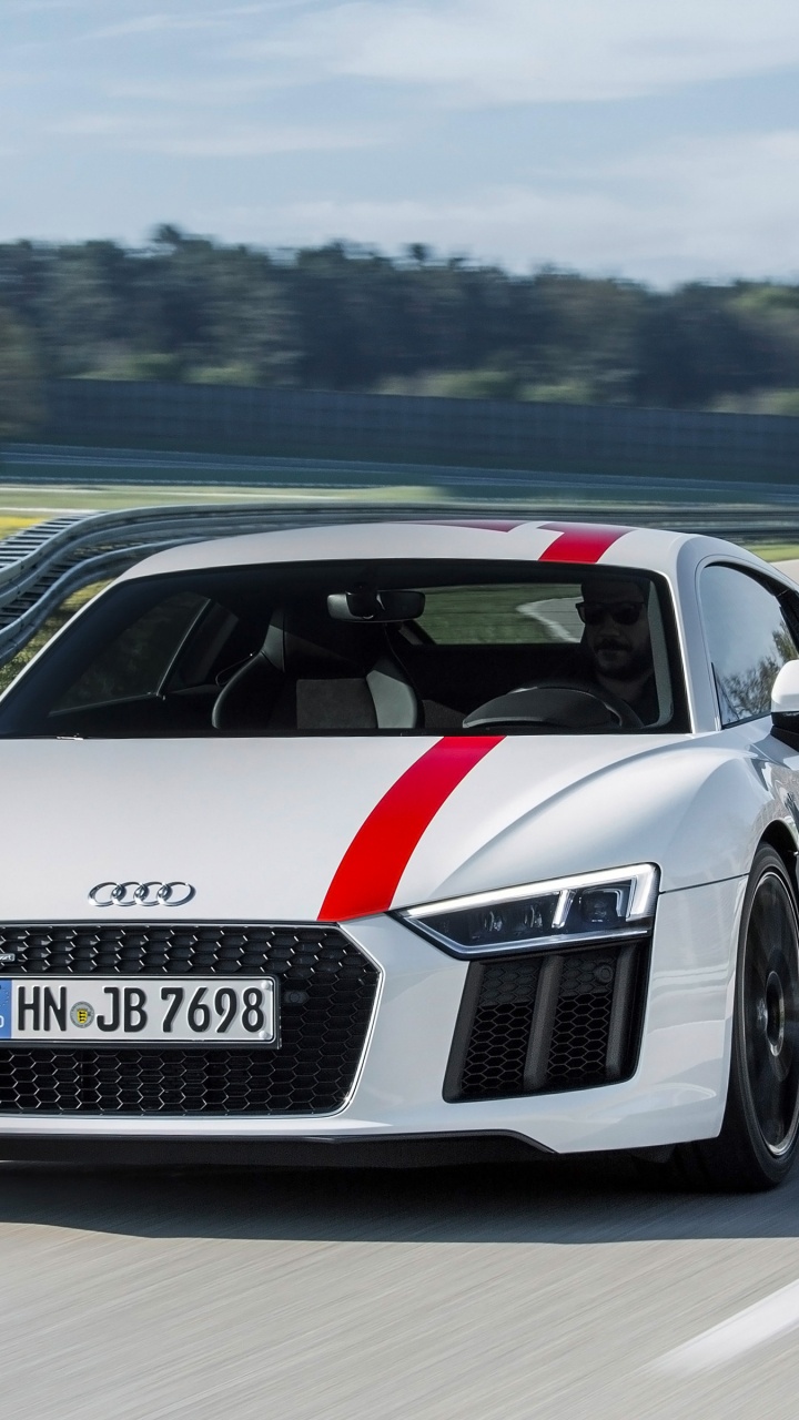 White and Black Audi r 8 on Road During Daytime. Wallpaper in 720x1280 Resolution