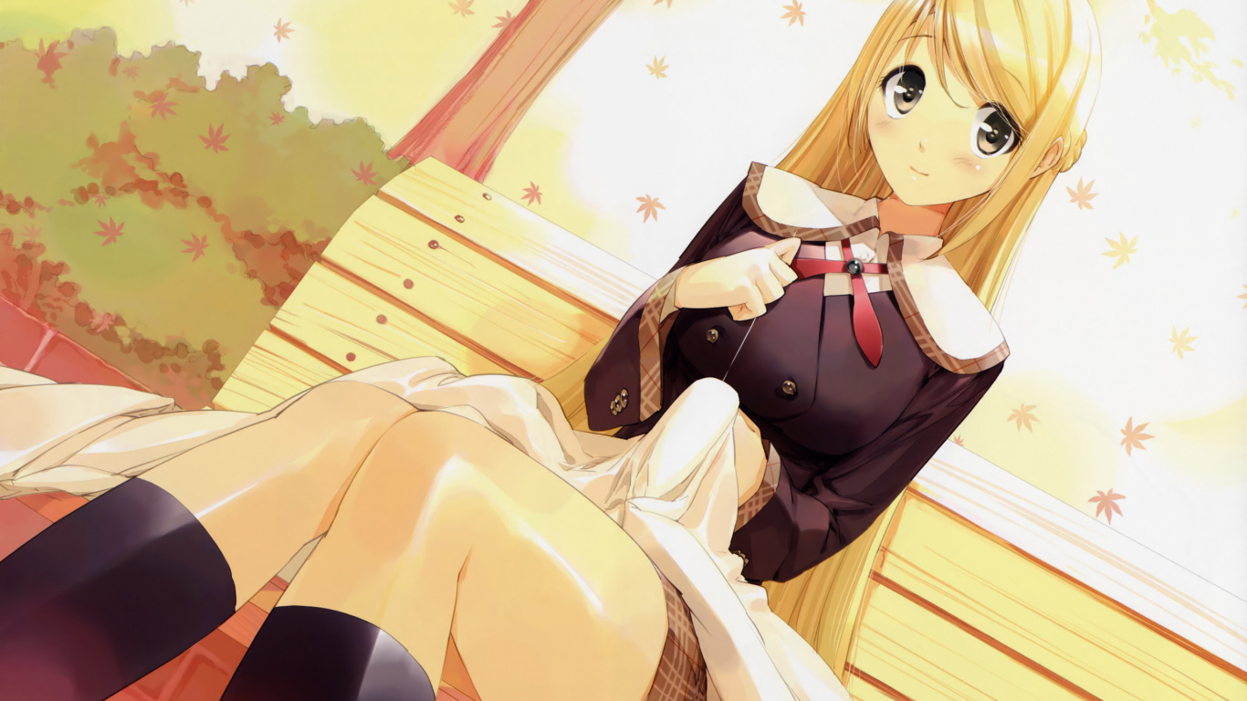Braunhaarige Weibliche Anime-Figur. Wallpaper in 1366x768 Resolution