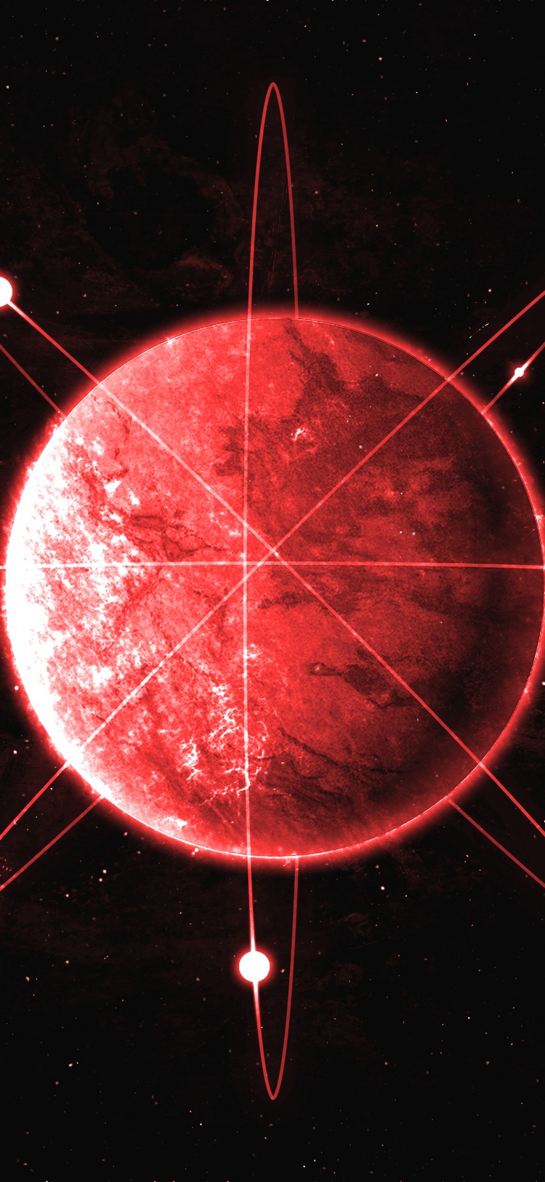 Red and Black Round Illustration. Wallpaper in 1125x2436 Resolution