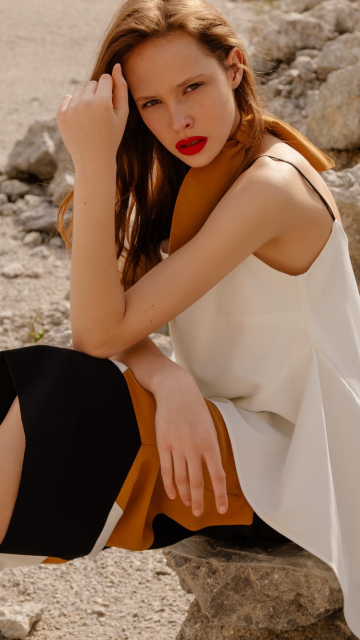Beauty, Fashion, White, Clothing, Sitting. Wallpaper in 720x1280 Resolution