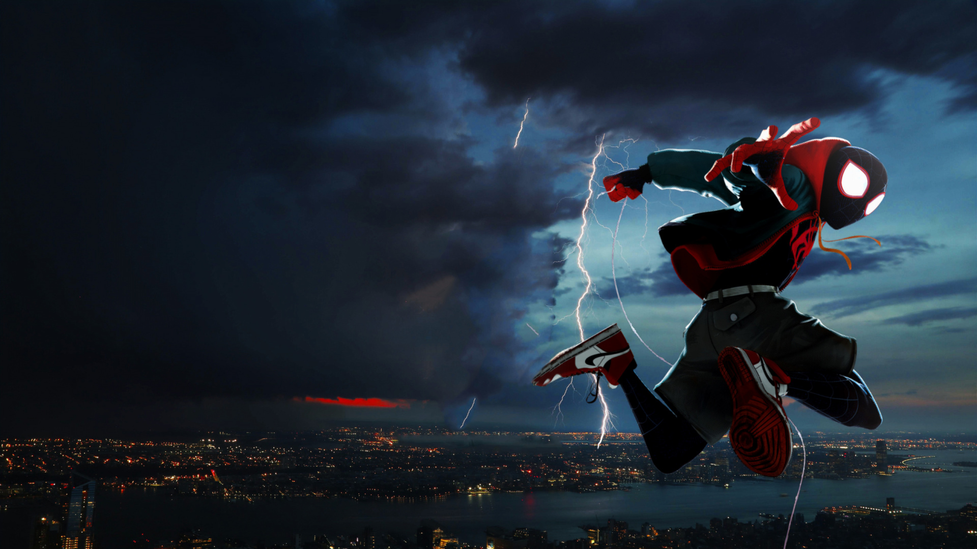 Spider-man, 艺术, 红色的, 极限运动, 空间 壁纸 1920x1080 允许