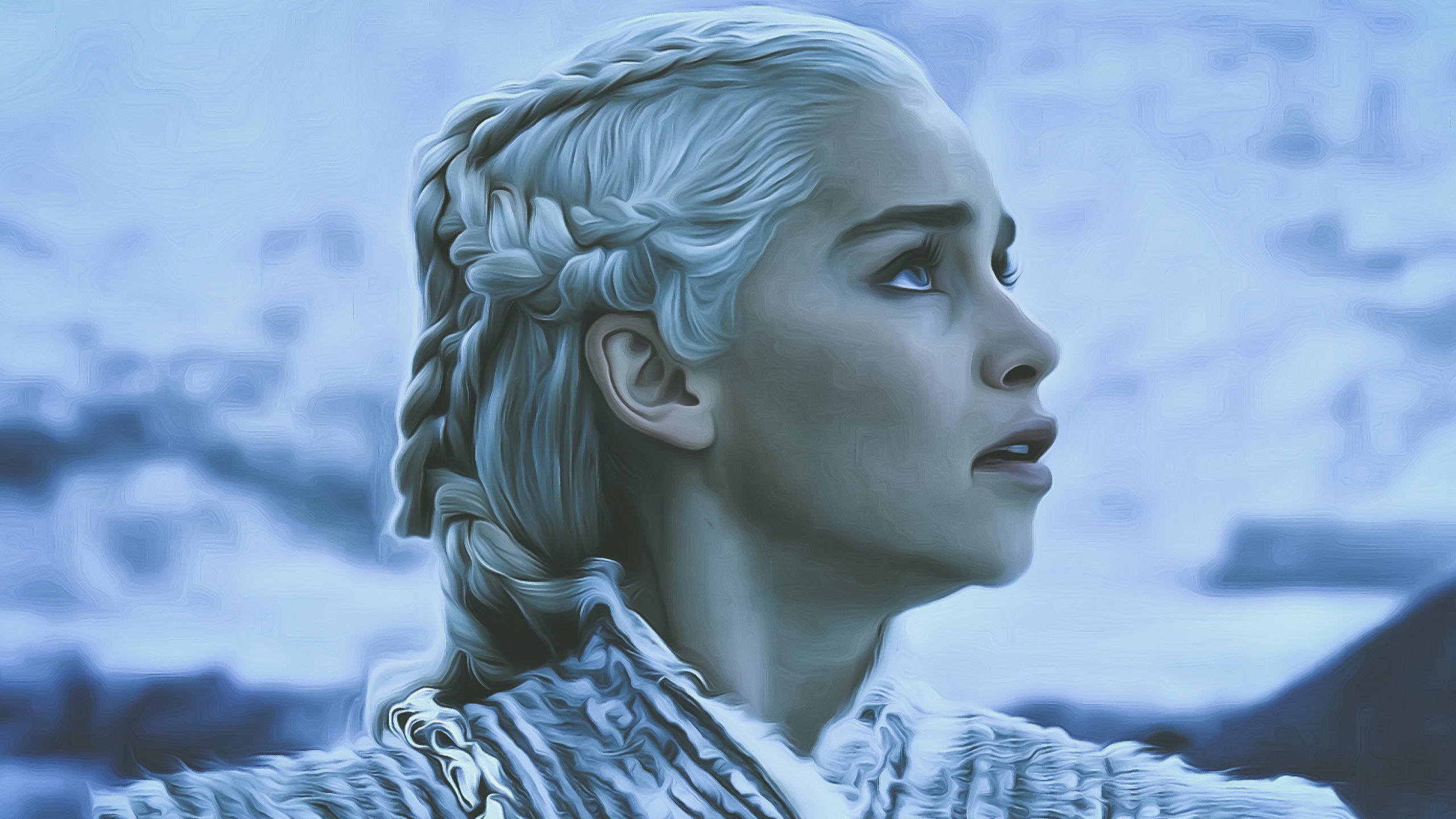 Woman in White and Black Shirt. Wallpaper in 2560x1440 Resolution