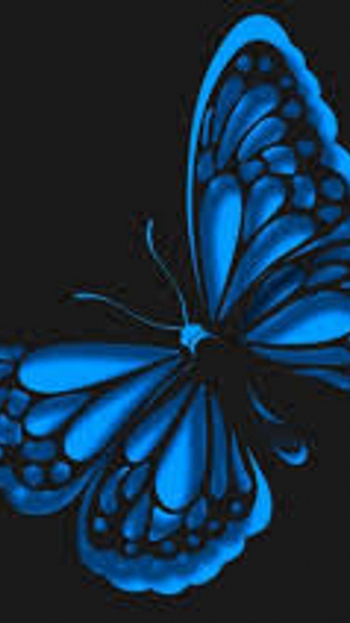 Illustration de Papillon Bleu et Noir. Wallpaper in 720x1280 Resolution