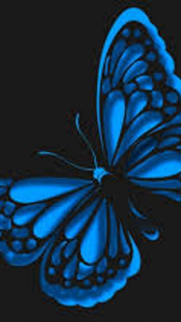 Illustration de Papillon Bleu et Noir. Wallpaper in 750x1334 Resolution