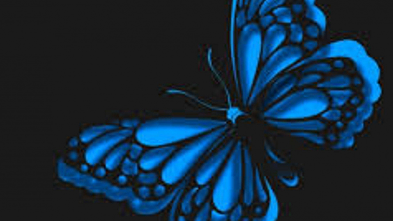 Blue and Black Butterfly Illustration. Wallpaper in 1366x768 Resolution