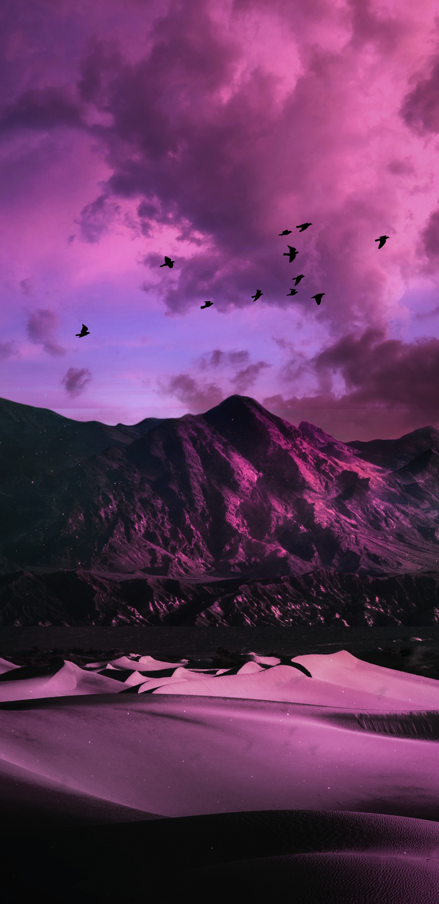 Cloud, Atmosphere, Mountain, Purple, Nature. Wallpaper in 1440x2960 Resolution