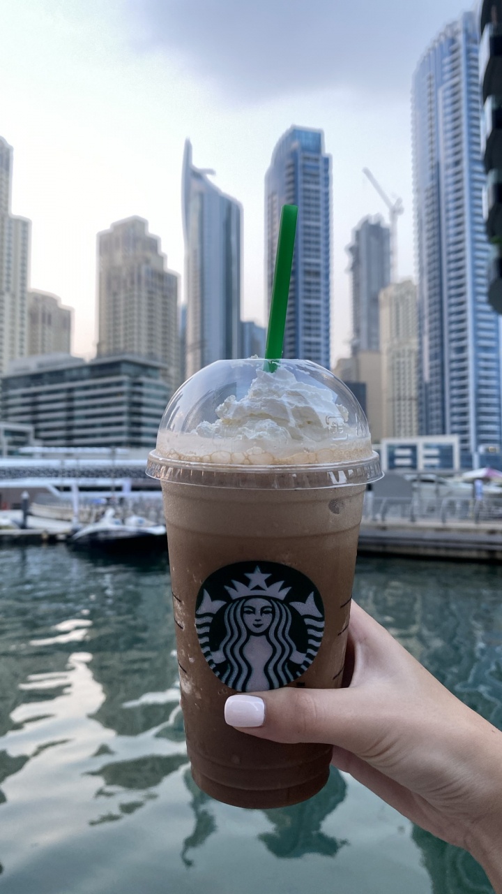 Dubai, Starbucks Logo 2011, Water, Tower Block, Liquid. Wallpaper in 720x1280 Resolution