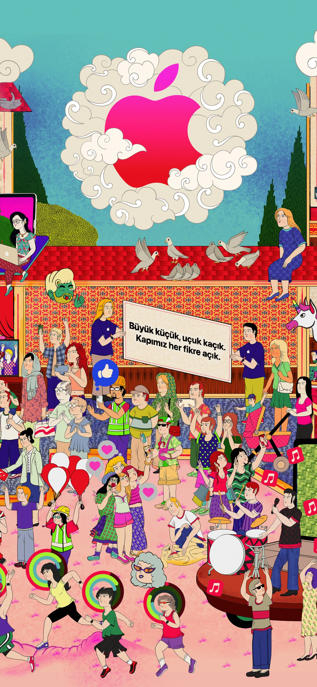 Apfel Badat Straße, Äpfeln, Gebadete Allee, Blau, Pink. Wallpaper in 1242x2688 Resolution