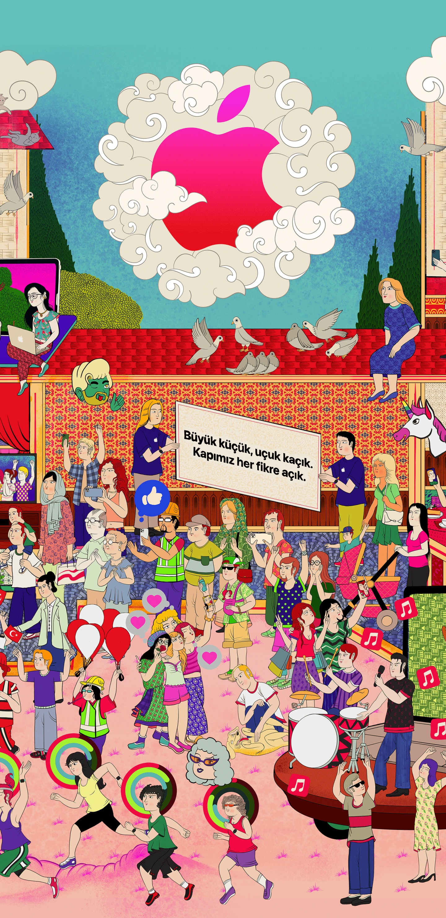 Apfel Badat Straße, Äpfeln, Gebadete Allee, Blau, Pink. Wallpaper in 1440x2960 Resolution