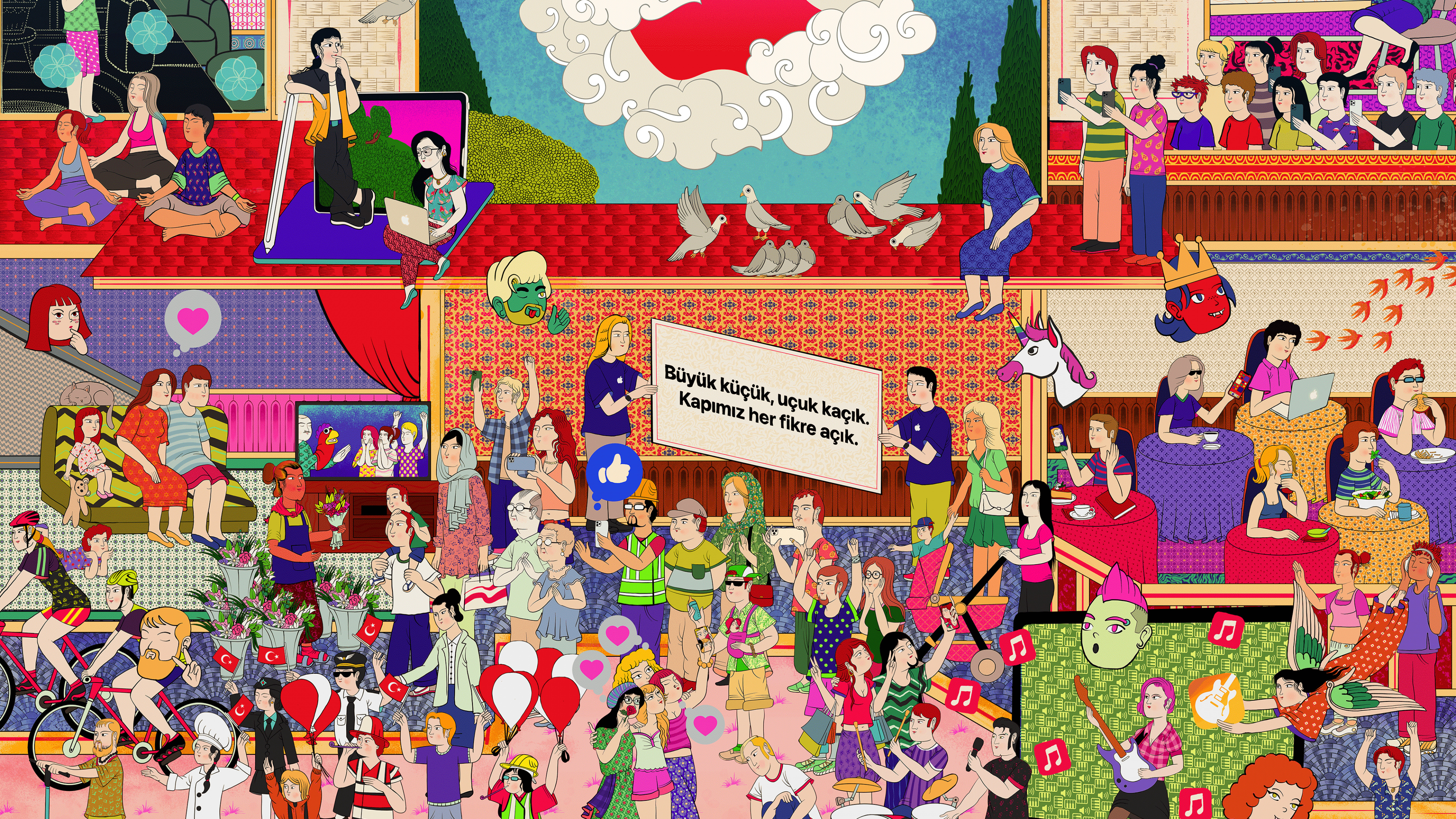 Manzana Badat Street, Manzana, Avenida Bañada, Azul, Rosa. Wallpaper in 3840x2160 Resolution