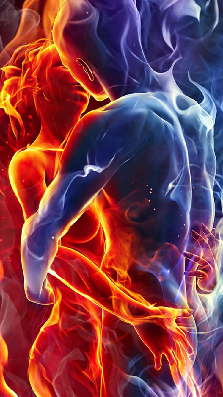 Red and Blue Smoke Illustration. Wallpaper in 750x1334 Resolution