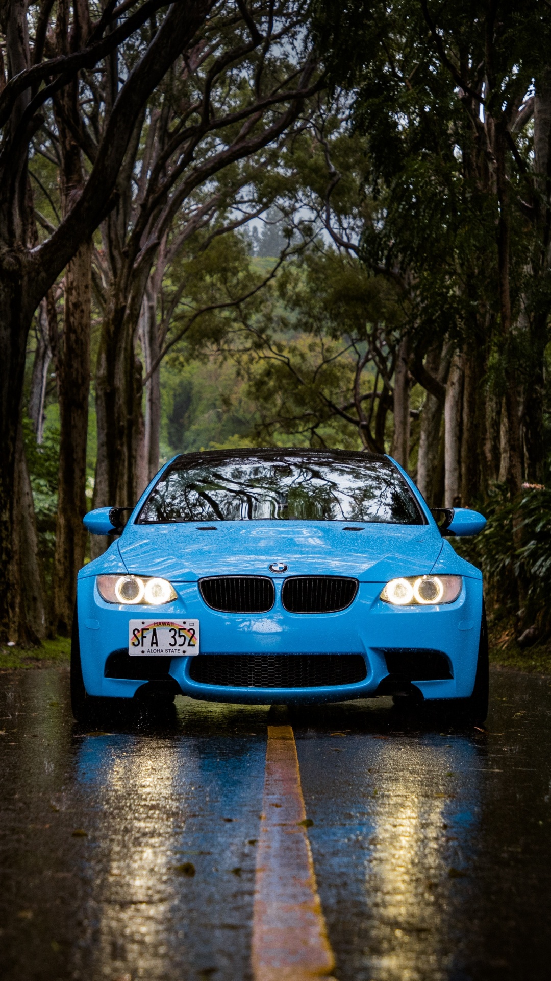 Coche Azul en el Río Entre Los Árboles Durante el Día. Wallpaper in 1080x1920 Resolution