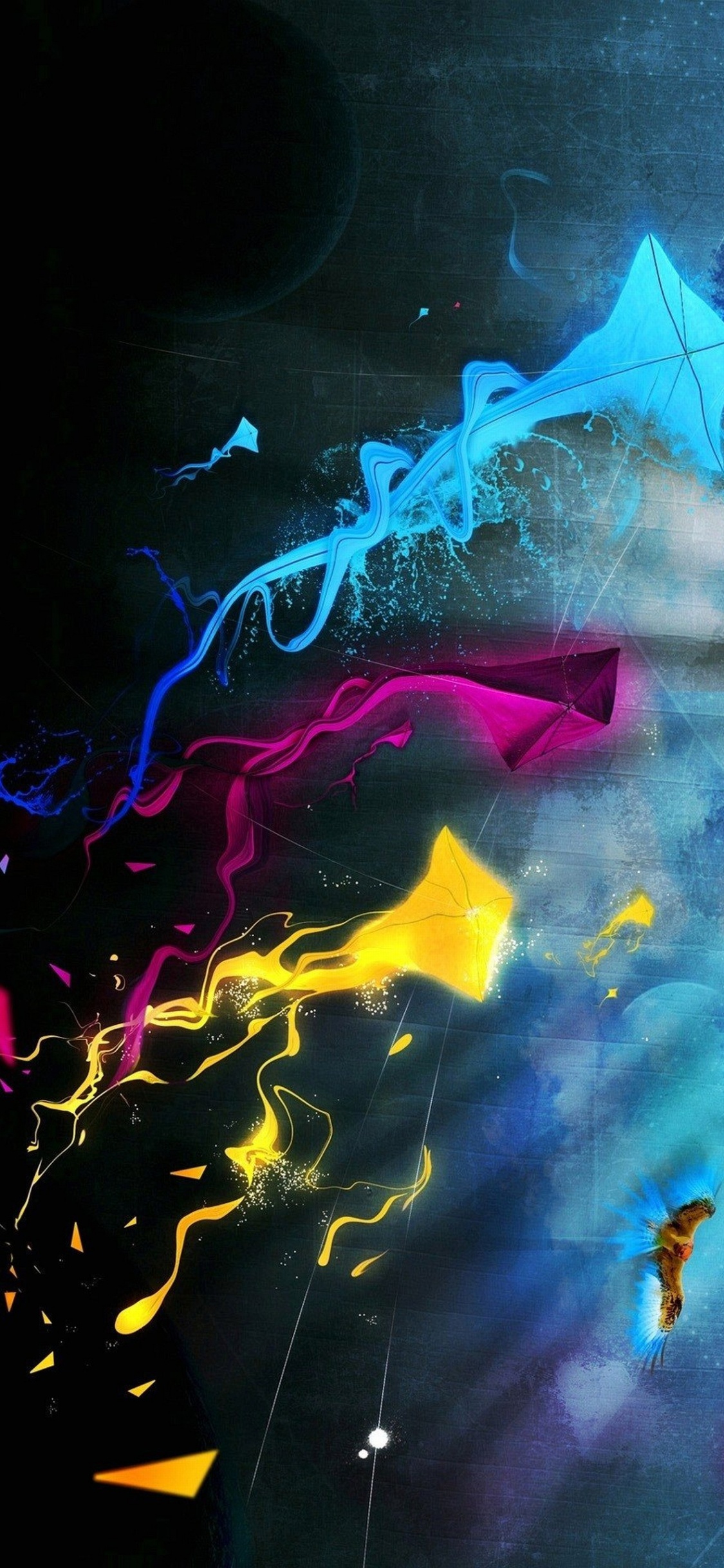 Blue and White Abstract Painting. Wallpaper in 1125x2436 Resolution