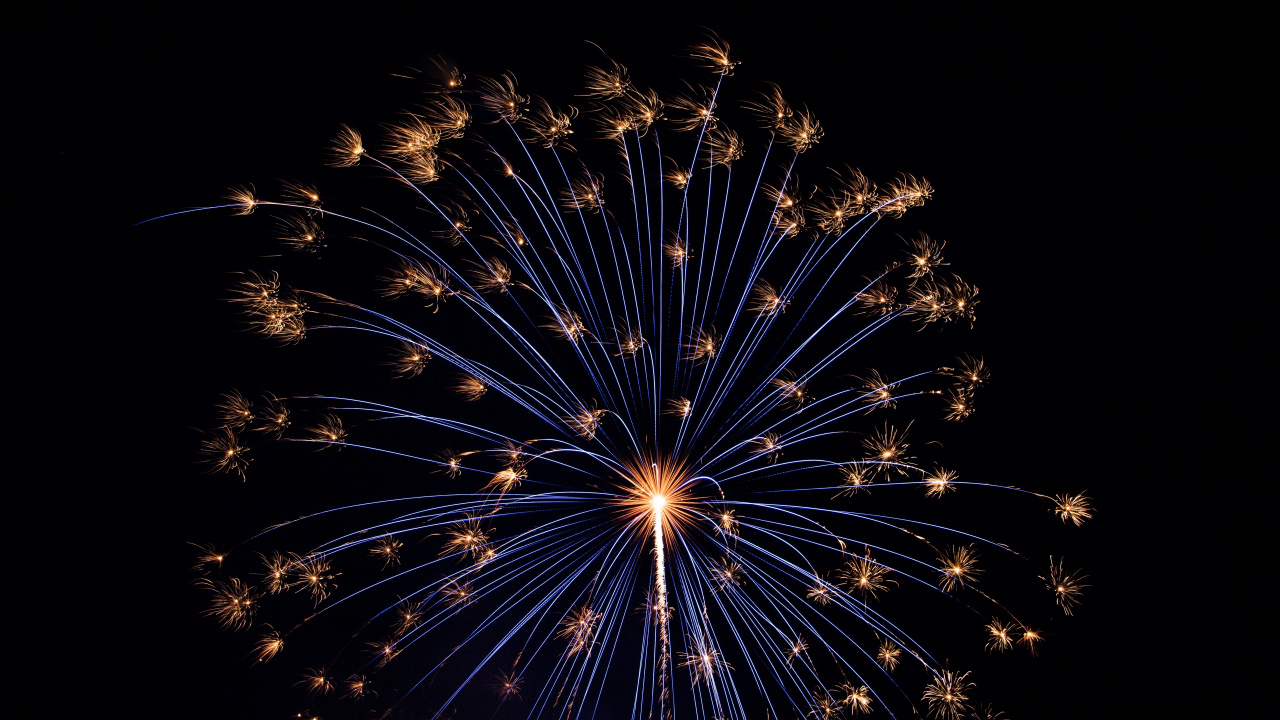 Feuerwerk, Nacht, Silvester, Veranstaltung, Öffentliche Veranstaltung. Wallpaper in 1280x720 Resolution