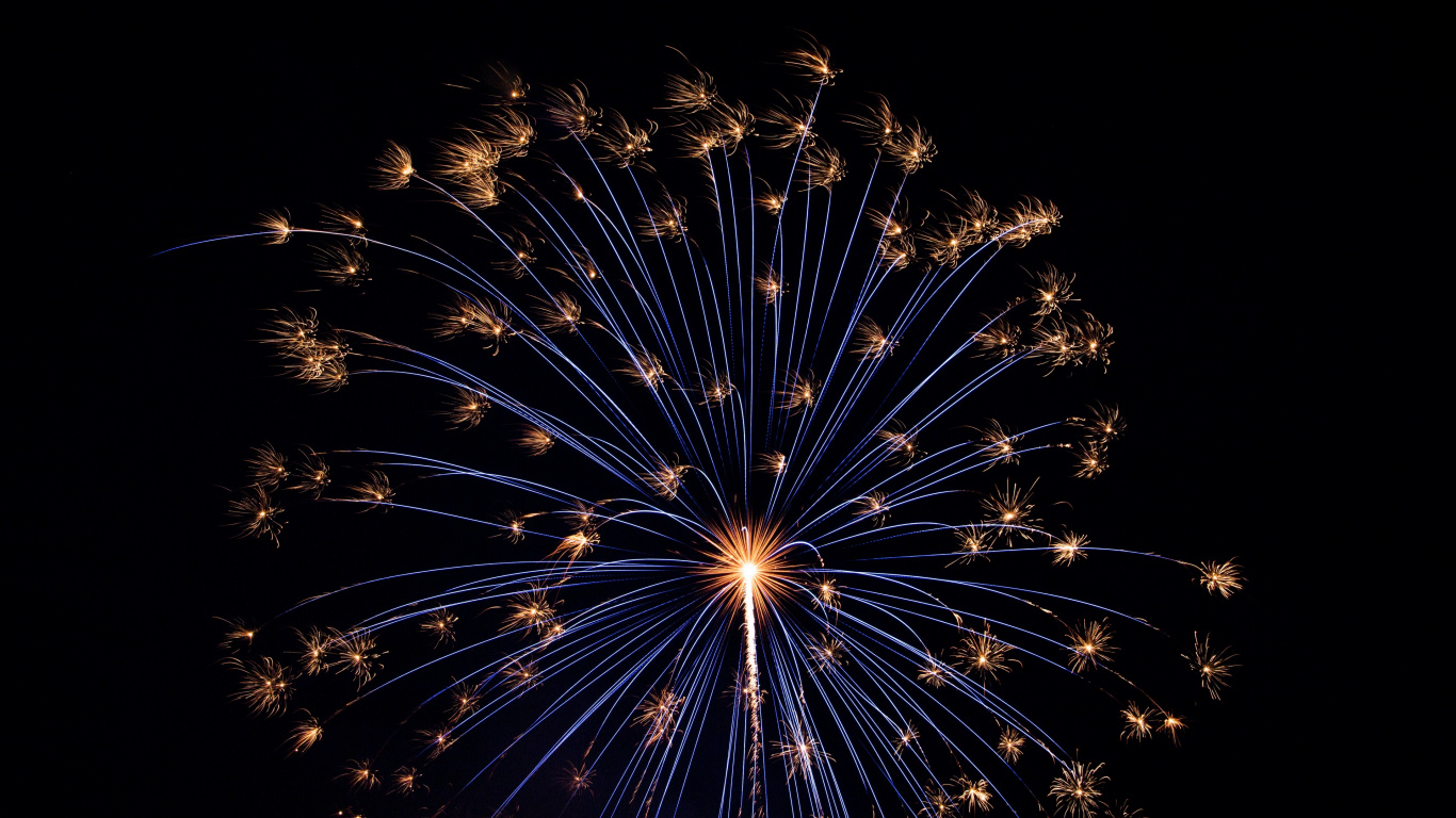 Feuerwerk, Nacht, Silvester, Veranstaltung, Öffentliche Veranstaltung. Wallpaper in 1366x768 Resolution