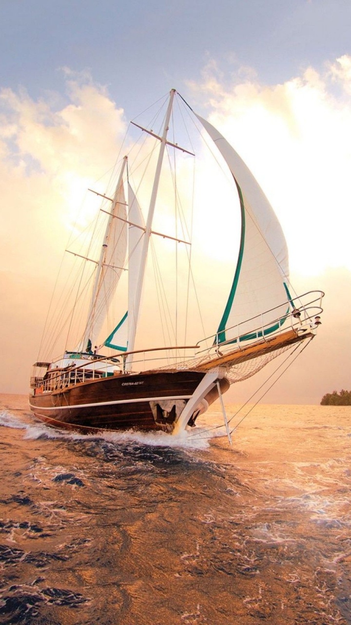 White Sail Boat on Sea Shore During Daytime. Wallpaper in 720x1280 Resolution