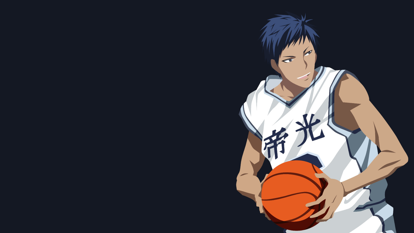 Black Haired Male Anime Character Holding Basketball. Wallpaper in 1366x768 Resolution
