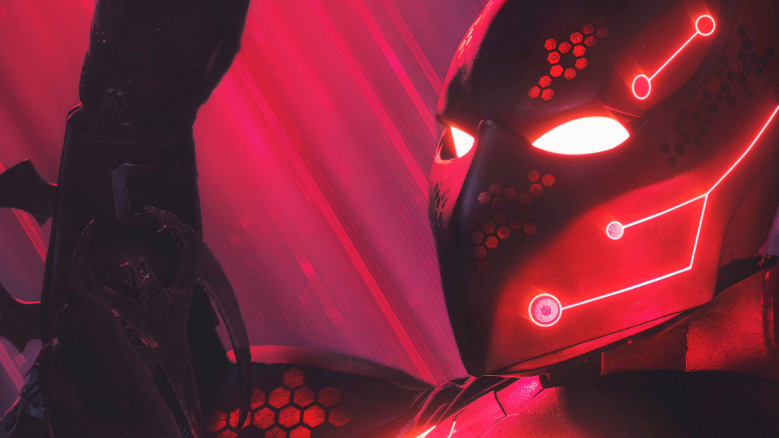 Schwarze Maske Mit Rotem Licht. Wallpaper in 2560x1440 Resolution