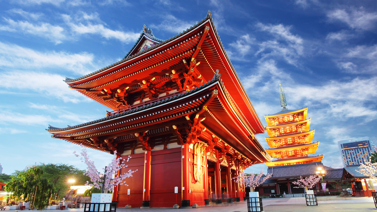 Brown and White Temple Under Cloudy Sky During Daytime. Wallpaper in 1280x720 Resolution