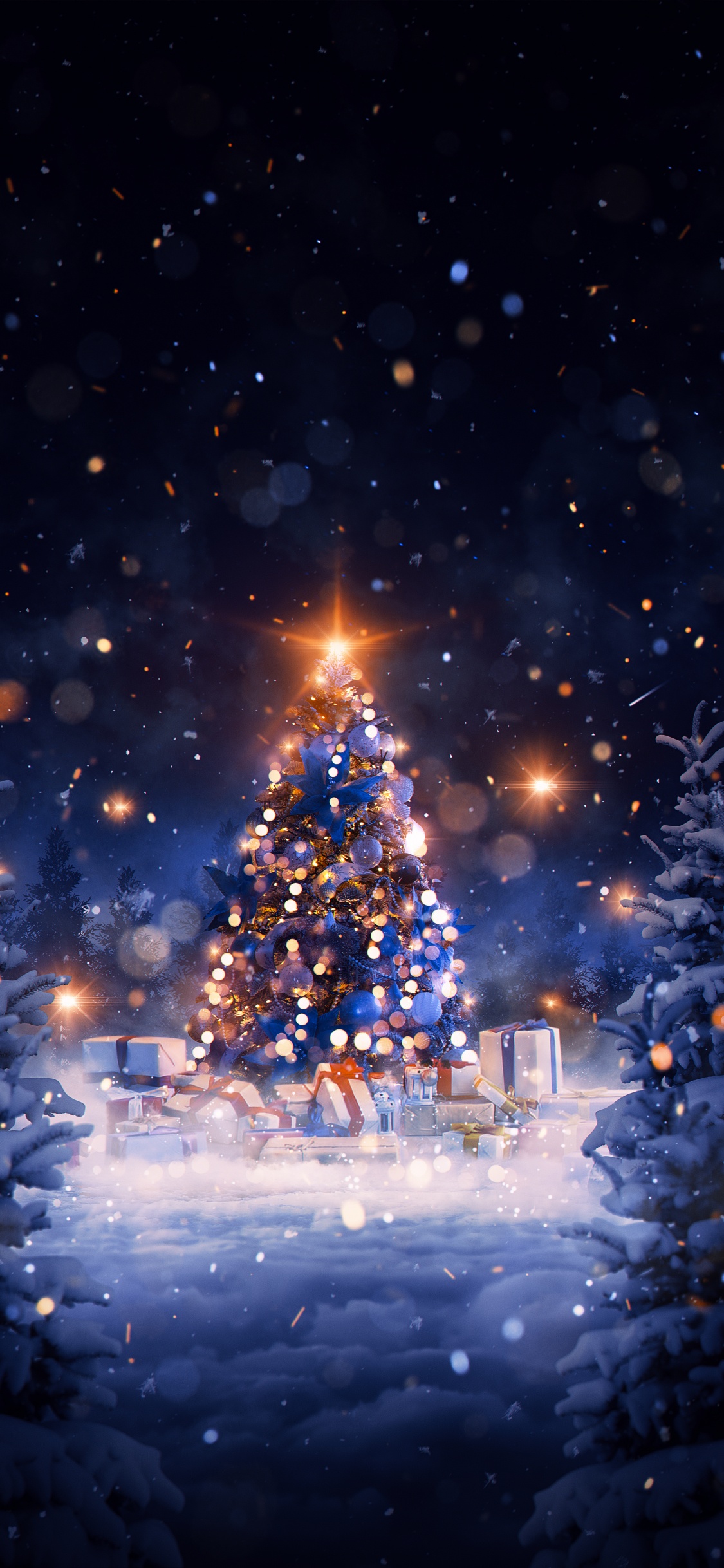 Nature, Christmas Tree, Christmas, Water, Cloud. Wallpaper in 1125x2436 Resolution