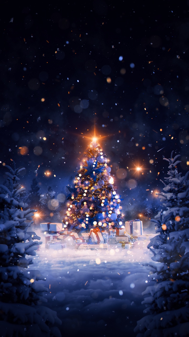 Nature, Christmas Tree, Christmas, Water, Cloud. Wallpaper in 720x1280 Resolution