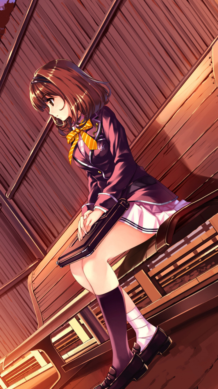 Frau in Schwarz-weißer Schuluniform Anime-Figur. Wallpaper in 750x1334 Resolution