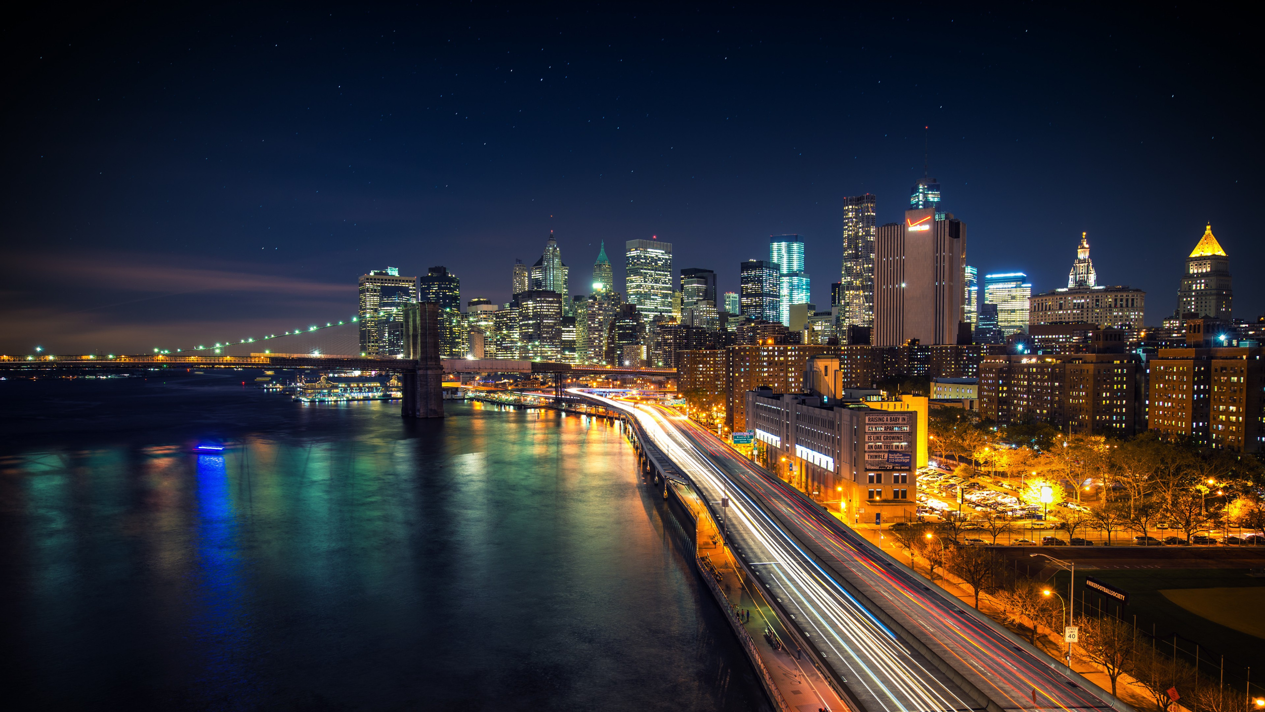 Time Lapse Photography of City Lights During Night Time. Wallpaper in 2560x1440 Resolution
