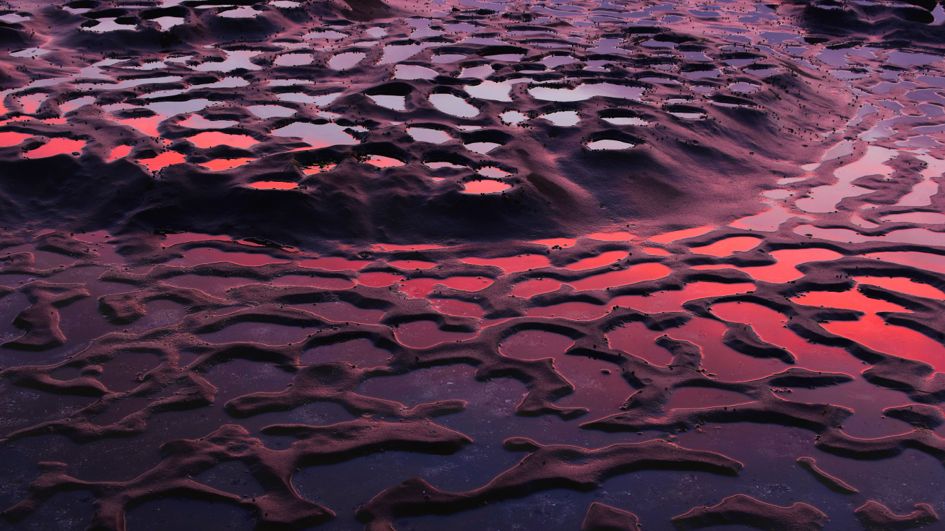 Water, Purple, Red, Reflection, Pink. Wallpaper in 1366x768 Resolution