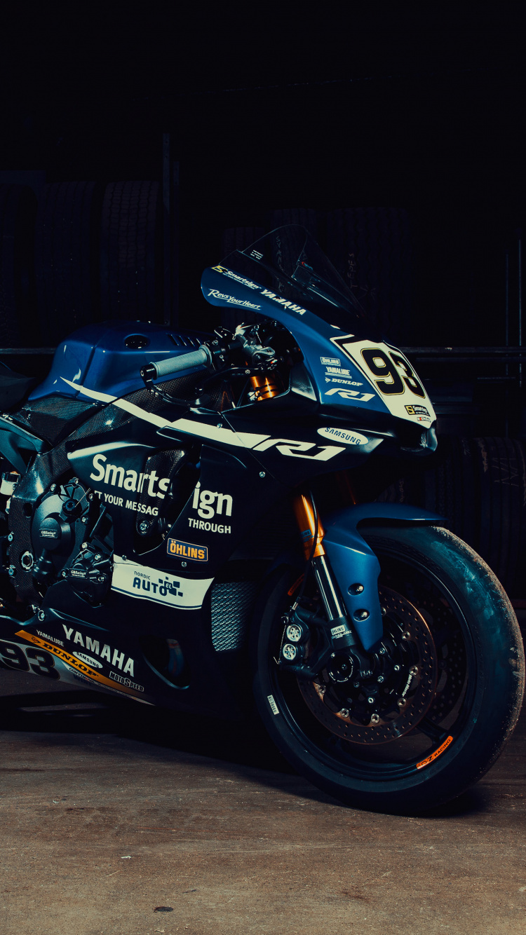 Blue and Black Sports Bike. Wallpaper in 750x1334 Resolution