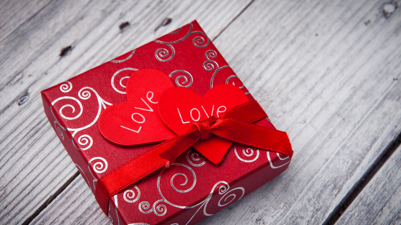 Cinta, Amor, el Día de San Valentín, Rojo, Envoltorio de Regalo. Wallpaper in 1366x768 Resolution