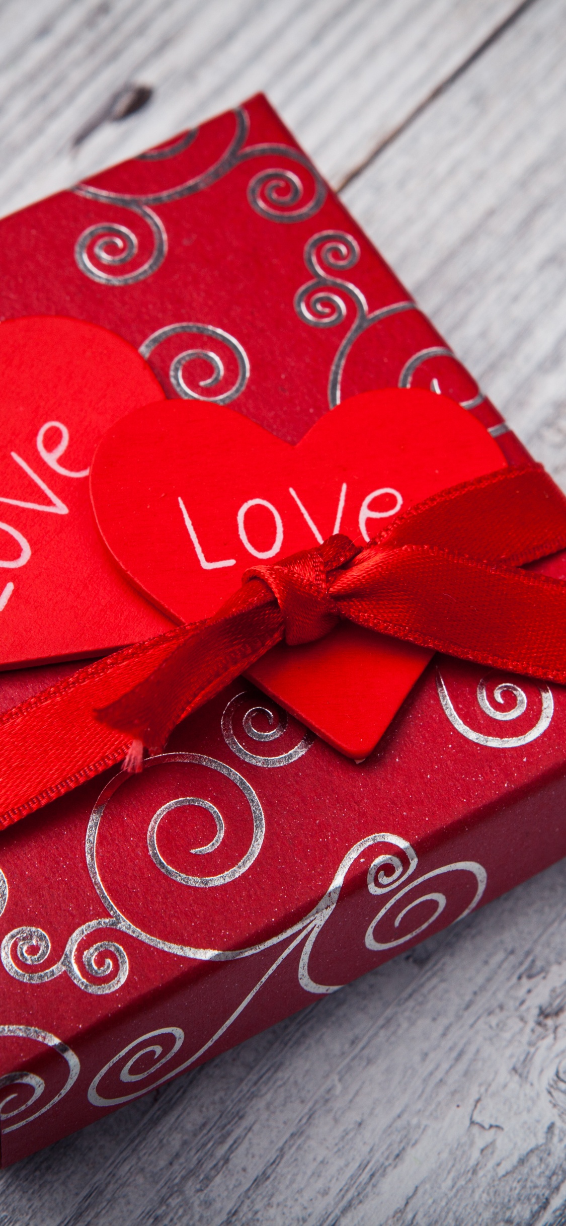 Ribbon, Love, Valentines Day, Red, Gift Wrapping. Wallpaper in 1125x2436 Resolution