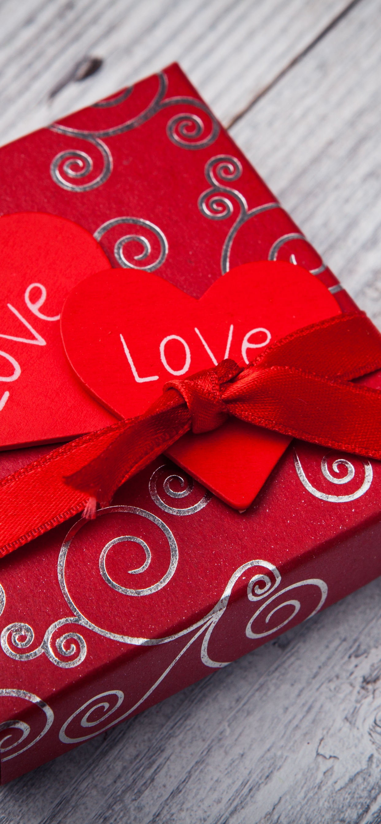 Ribbon, Love, Valentines Day, Red, Gift Wrapping. Wallpaper in 1242x2688 Resolution
