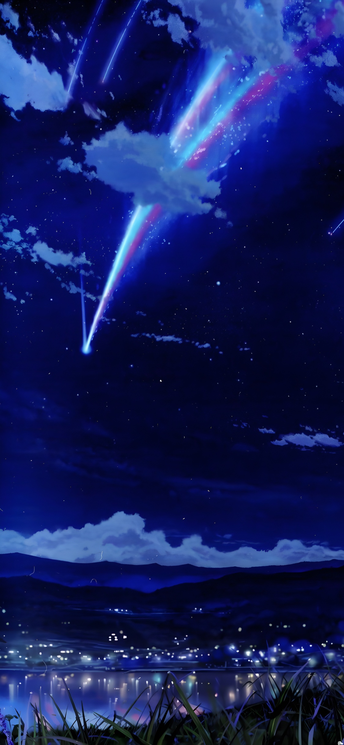 Anime, Atmosphäre, Blau, Licht, Astronomisches Objekt. Wallpaper in 1125x2436 Resolution