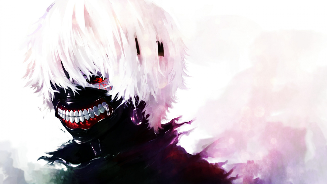 东京食尸鬼, 肯kaneki, 嘴, 天空, 虚构的人物 壁纸 1280x720 允许