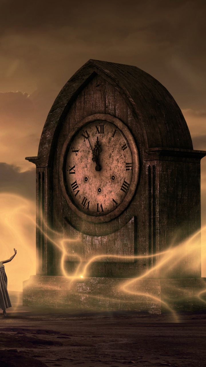 Woman Standing on a Hill With a Sun in The Distance. Wallpaper in 720x1280 Resolution