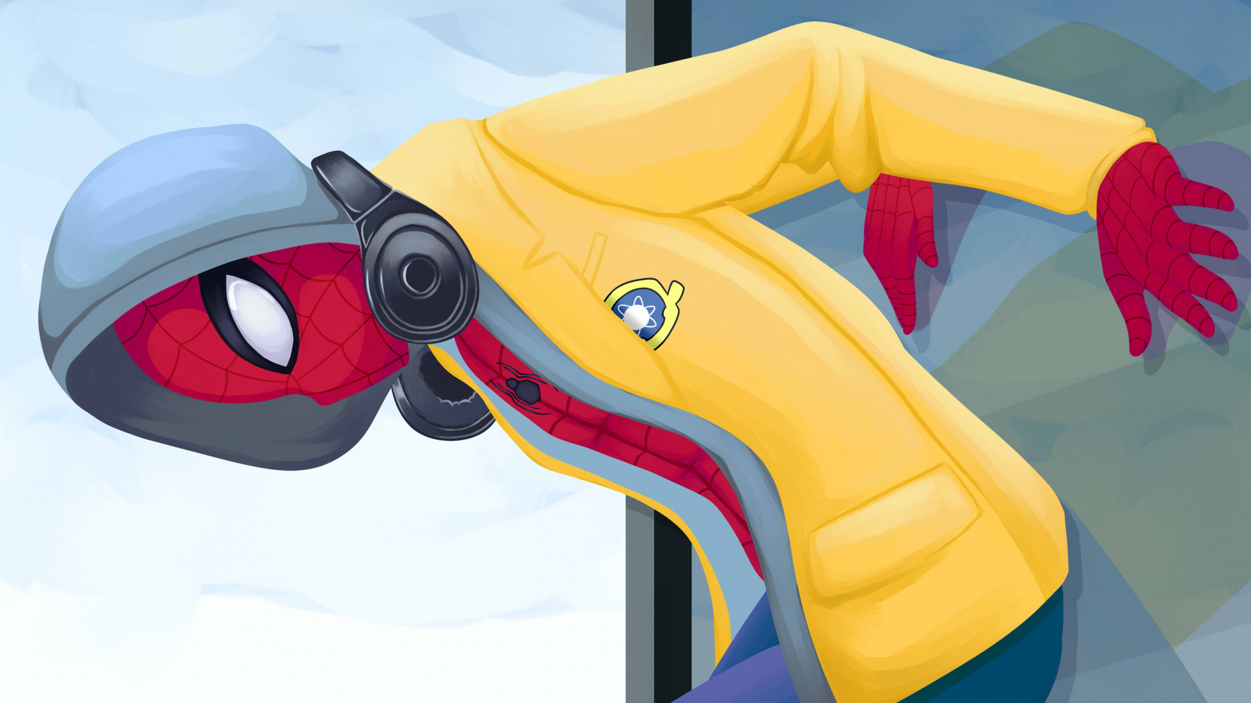 Yellow and Blue Bird Cartoon Character. Wallpaper in 2560x1440 Resolution