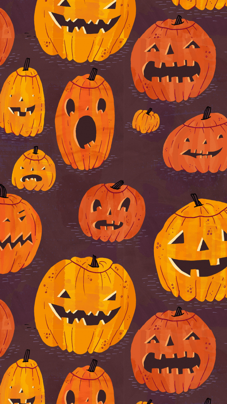 Orange, Pumpkin, Calabaza, Pattern, Halloween. Wallpaper in 750x1334 Resolution