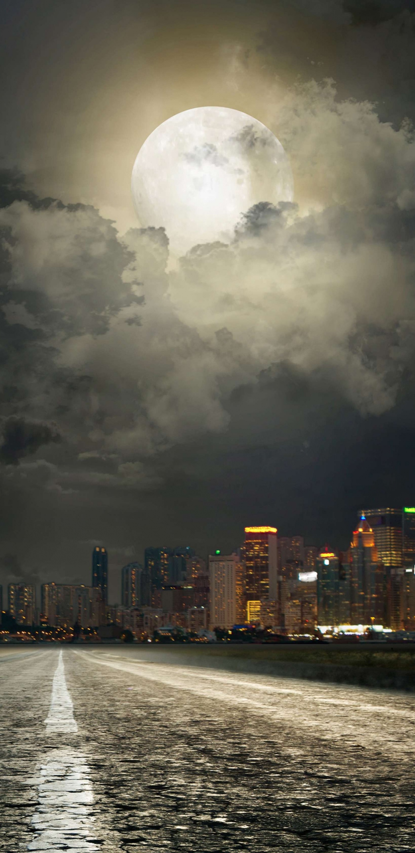 Horizonte de la Ciudad Con Luces Encendidas Durante la Noche. Wallpaper in 1440x2960 Resolution