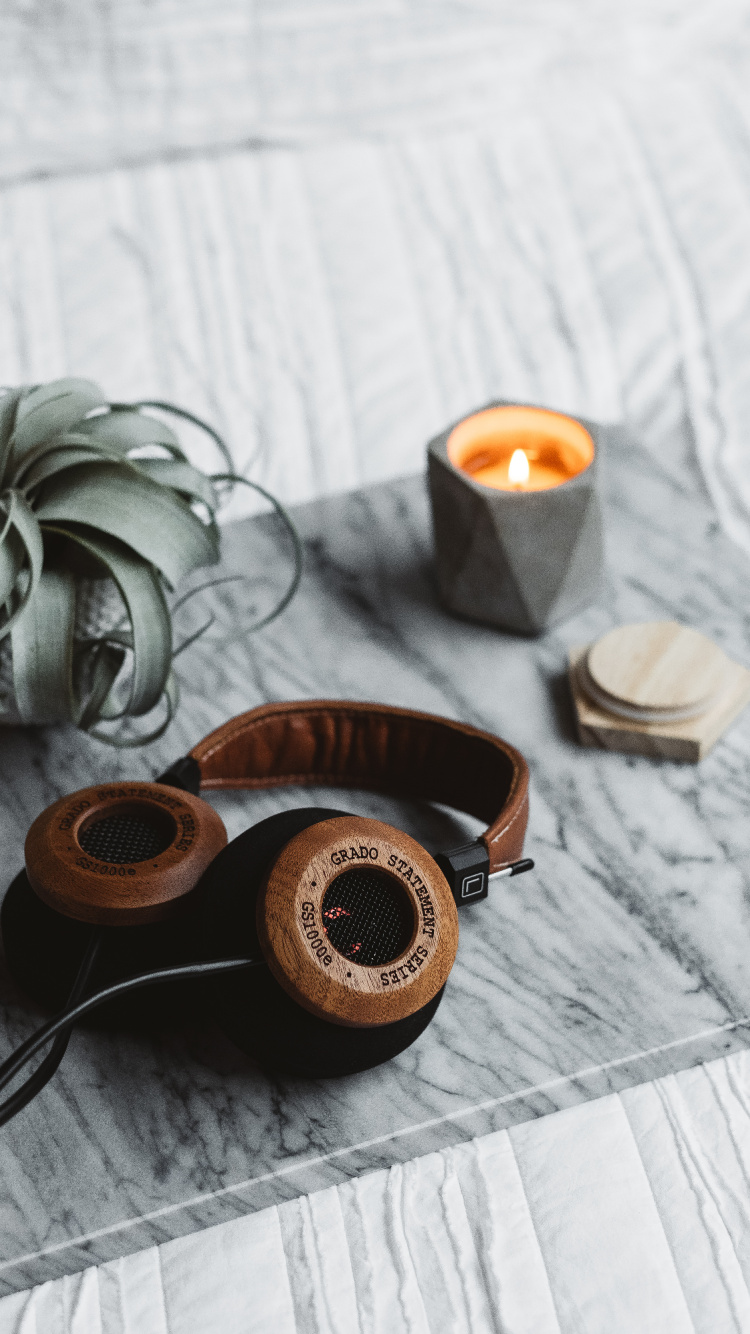 Microphone, Headphones, Wood, Table, Coffee Cup. Wallpaper in 750x1334 Resolution
