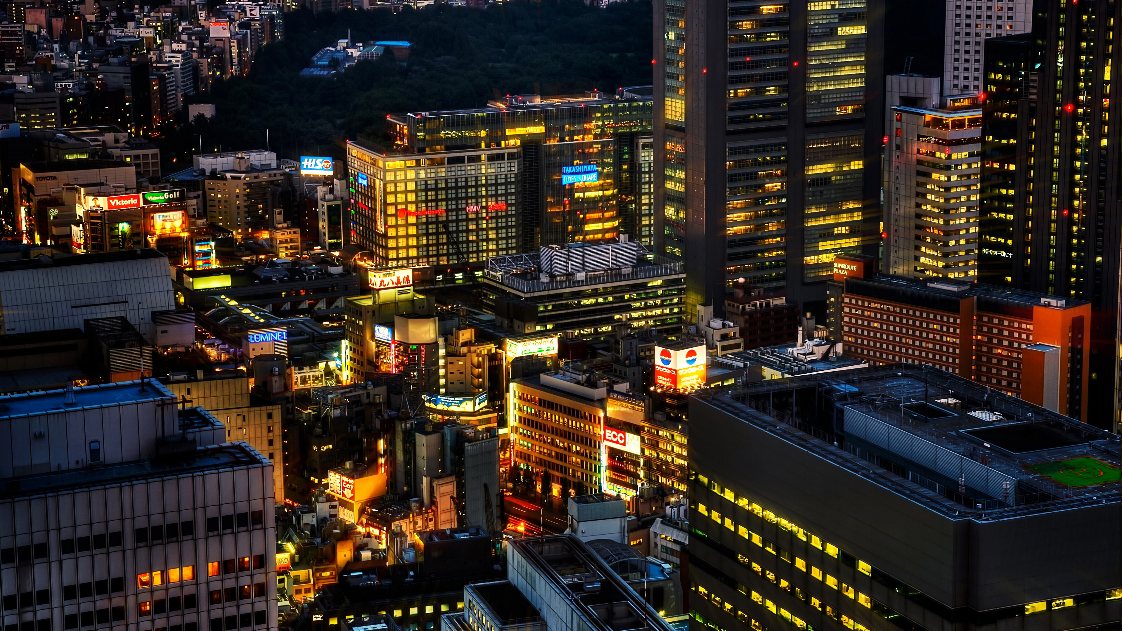 Aerial View of City Buildings During Night Time. Wallpaper in 3840x2160 Resolution