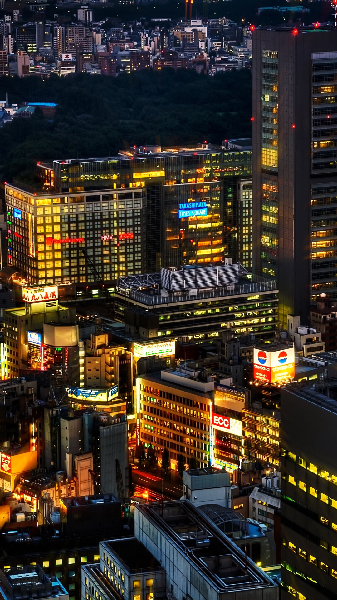 Vue Aérienne Des Bâtiments de la Ville Pendant la Nuit. Wallpaper in 1080x1920 Resolution