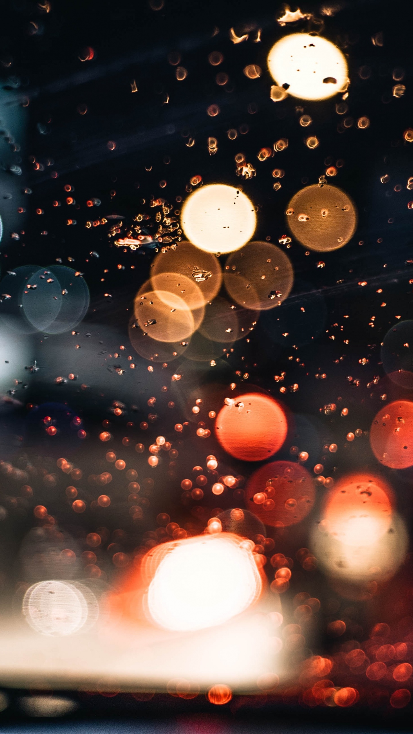 Bokeh, Agua, Rojo, Luz, Lluvia. Wallpaper in 1440x2560 Resolution