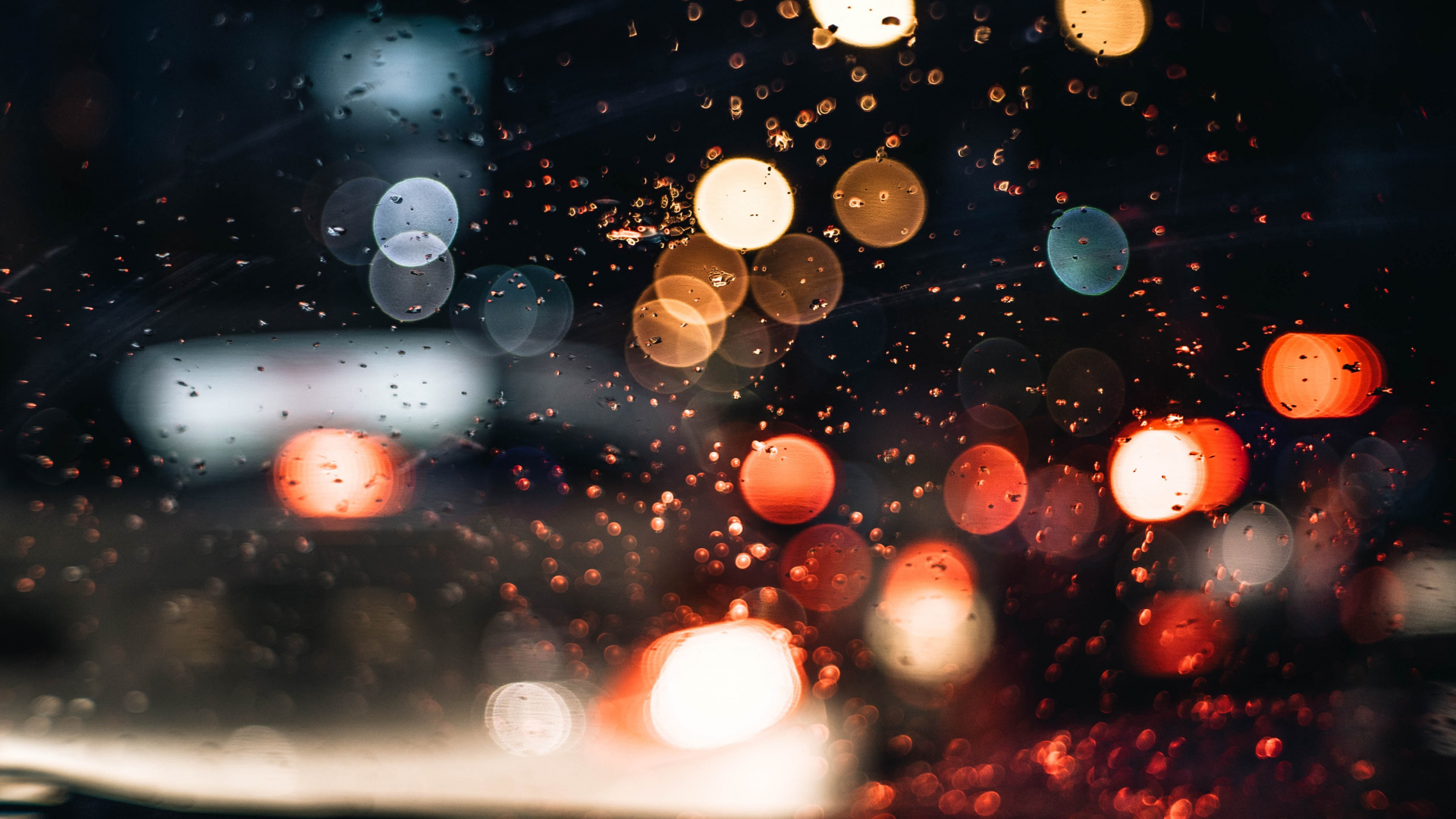 Bokeh, Agua, Rojo, Luz, Lluvia. Wallpaper in 1920x1080 Resolution