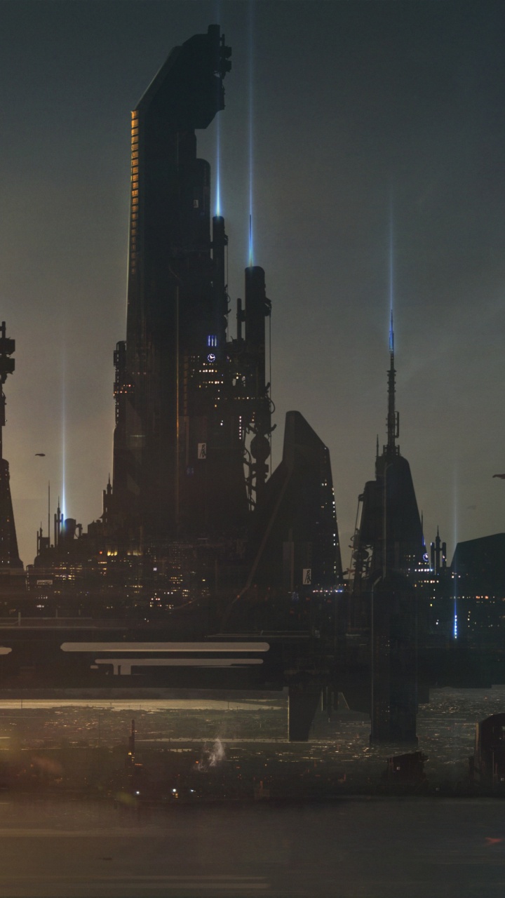 City Skyline During Night Time. Wallpaper in 720x1280 Resolution