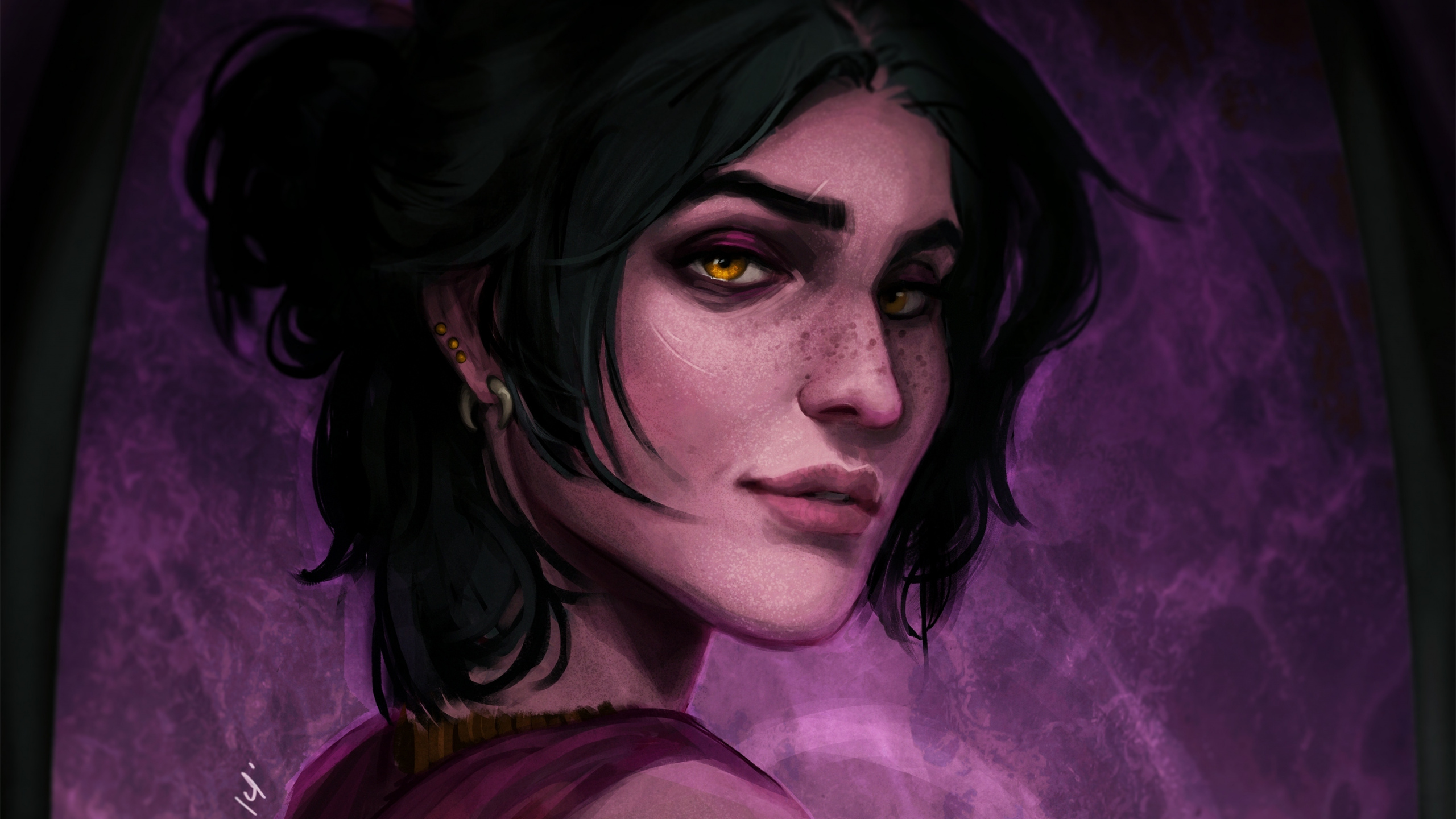 Kopf, Auge, Dragon Age Inquisition, Illustration, Purpur. Wallpaper in 2560x1440 Resolution