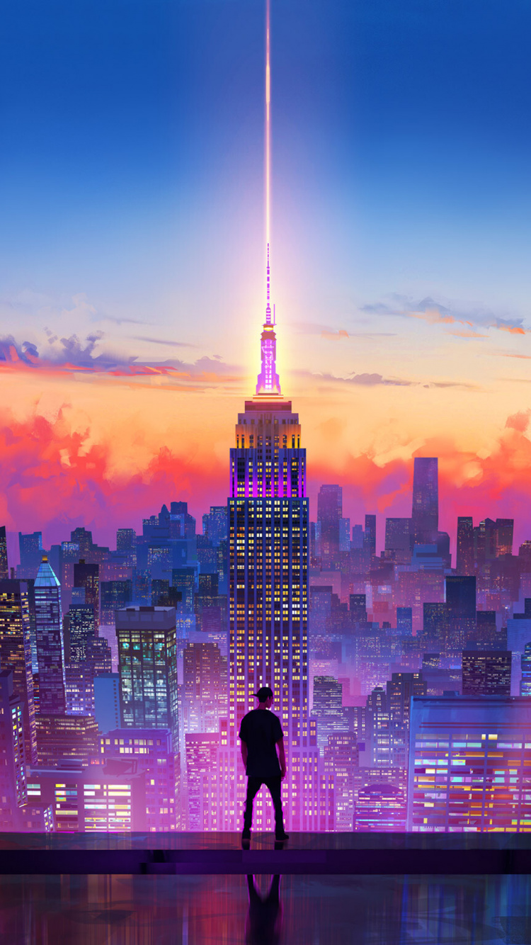 城市, Illenium壁纸, 艺术作品, 塔块, 紫色的 壁纸 750x1334 允许