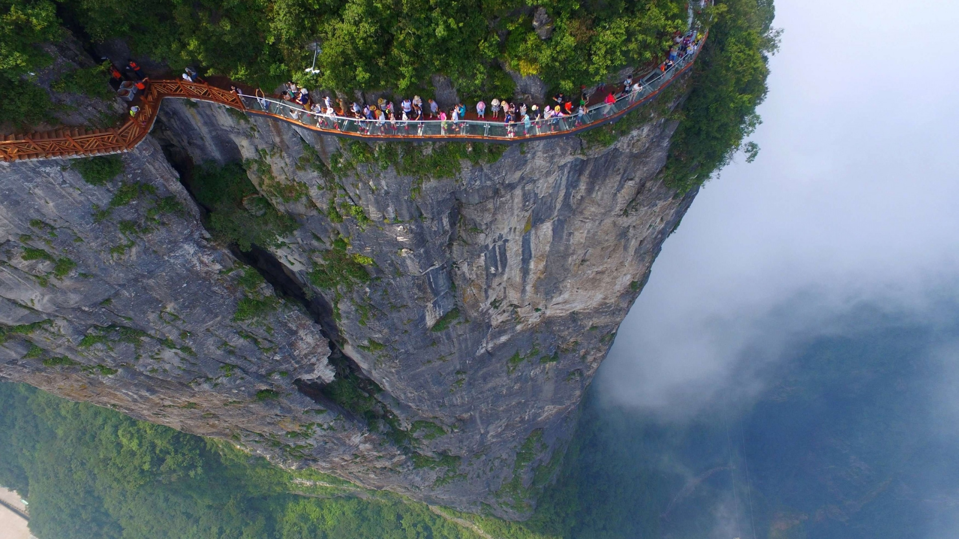 天门山, Zhangjiajie Glass Bridge, 悬崖, 地形, 山站 壁纸 1920x1080 允许