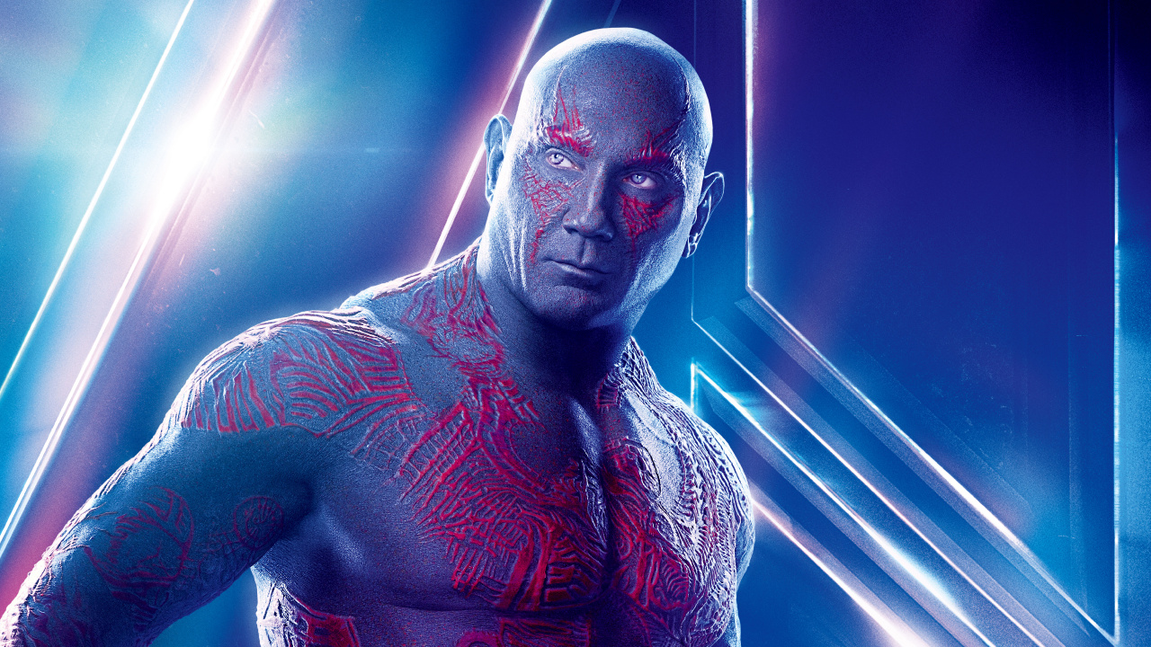Drax de Guerre Infini, Dave Bautista, Avengers Infinity War, Drax le Destructeur, Gamora. Wallpaper in 1280x720 Resolution